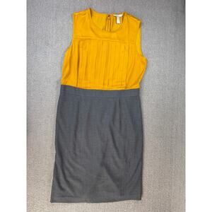 NWT Banana Republic Sheath Dress Sleeveless Career Gold Gray Size 14